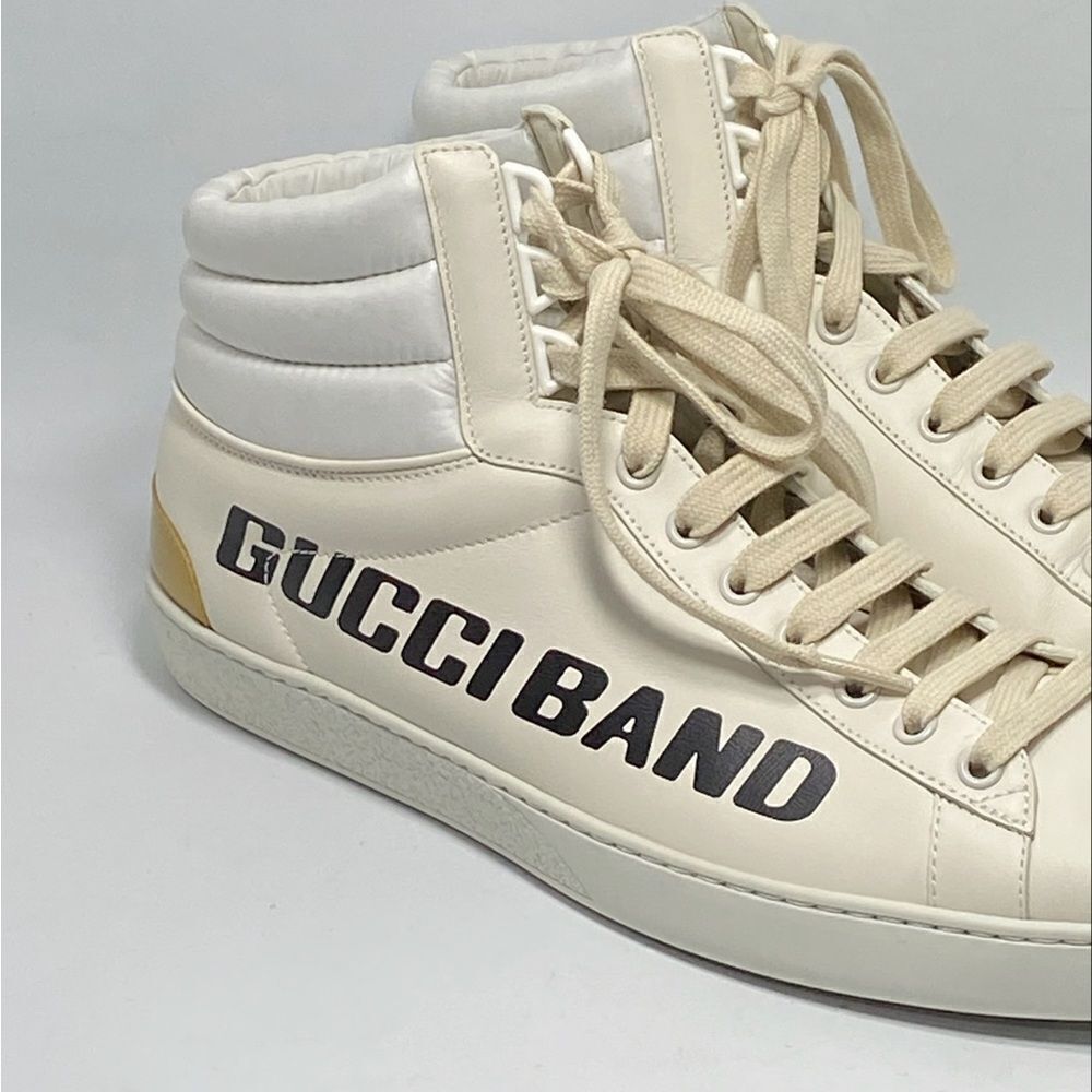 GUCCI Calfskin Ace Gucci Band Mens High Top Sneakers size 9.5/ US size 10.5 - Picture 7 of 14